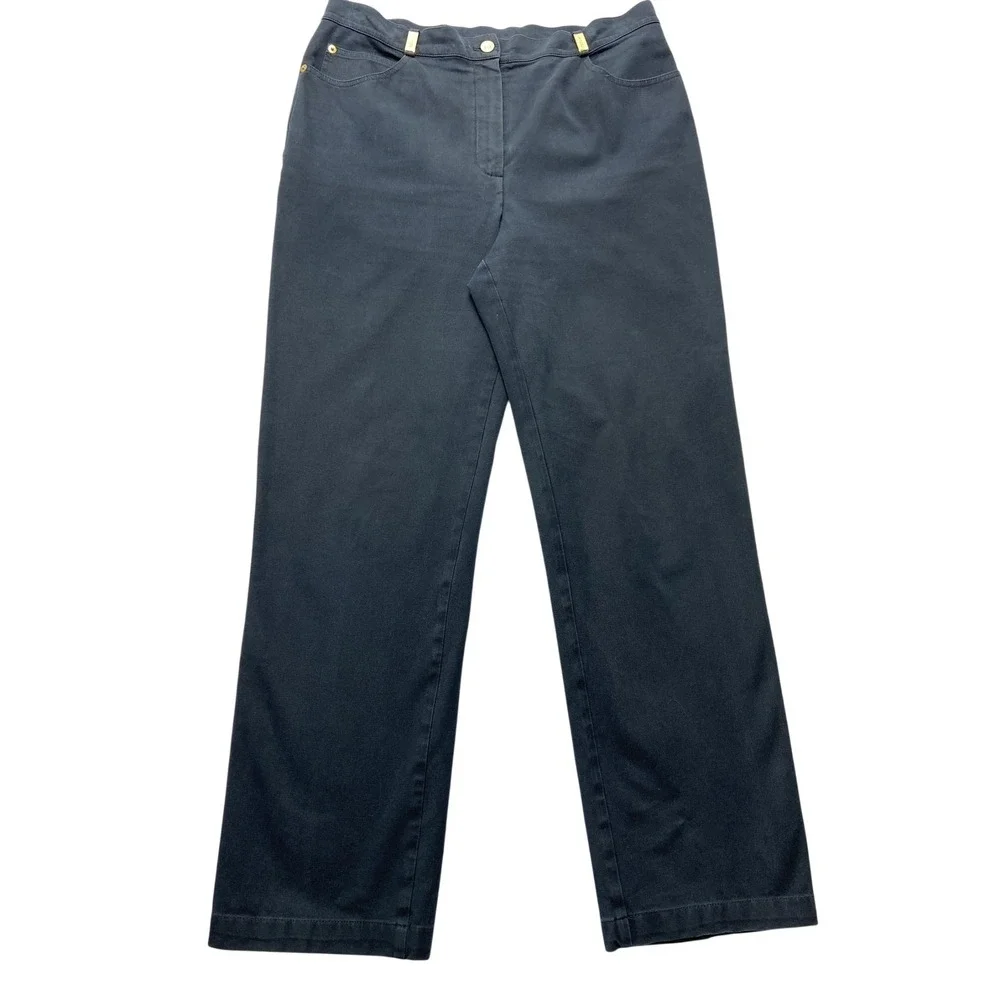 St John Sport Jeans Womens 35x29.5 Blue Dark Wash High Rise Straight USA Denim
